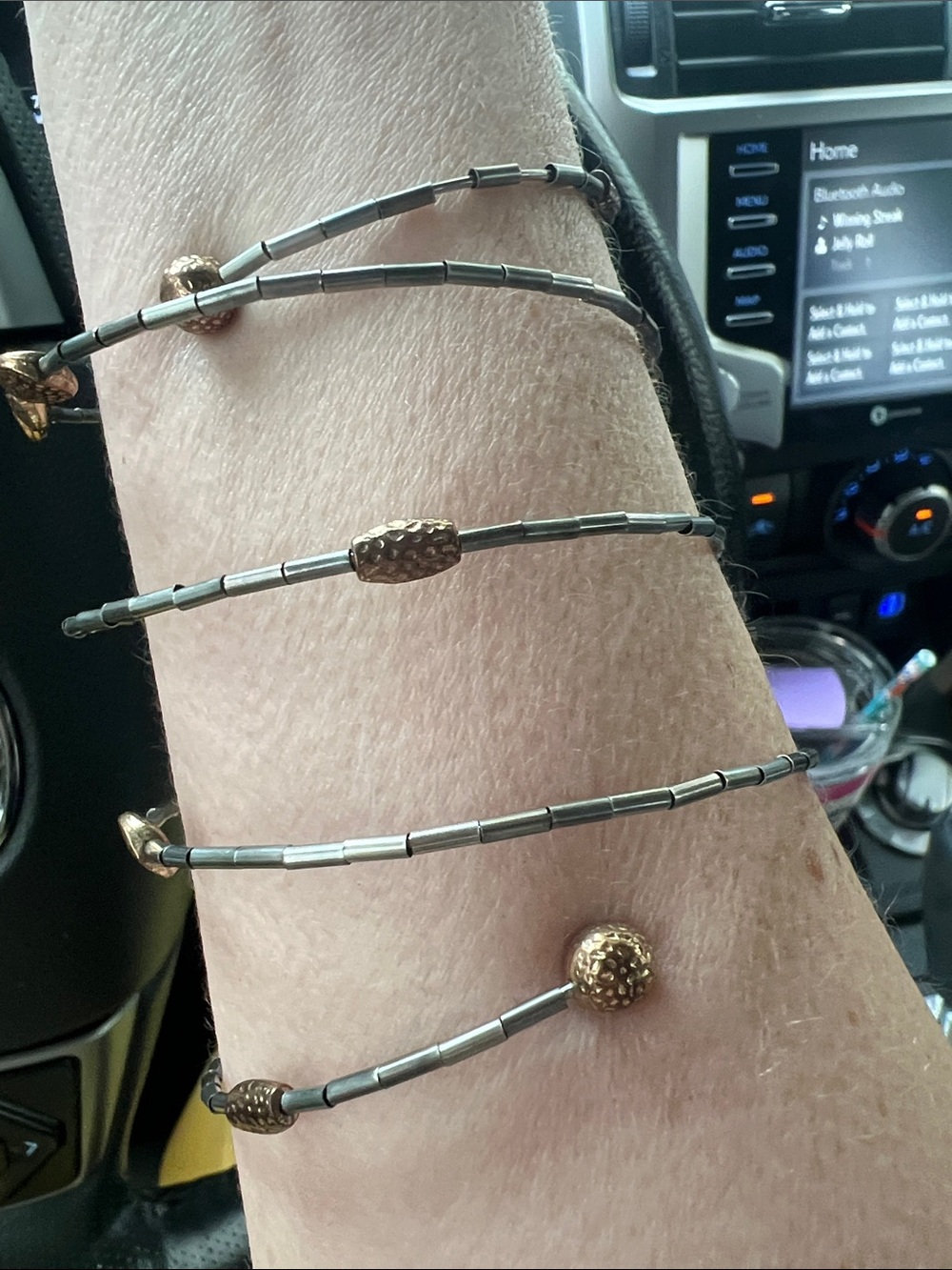 “Spin Me Round” Wrap Bracelet with Bronze Accent Beads